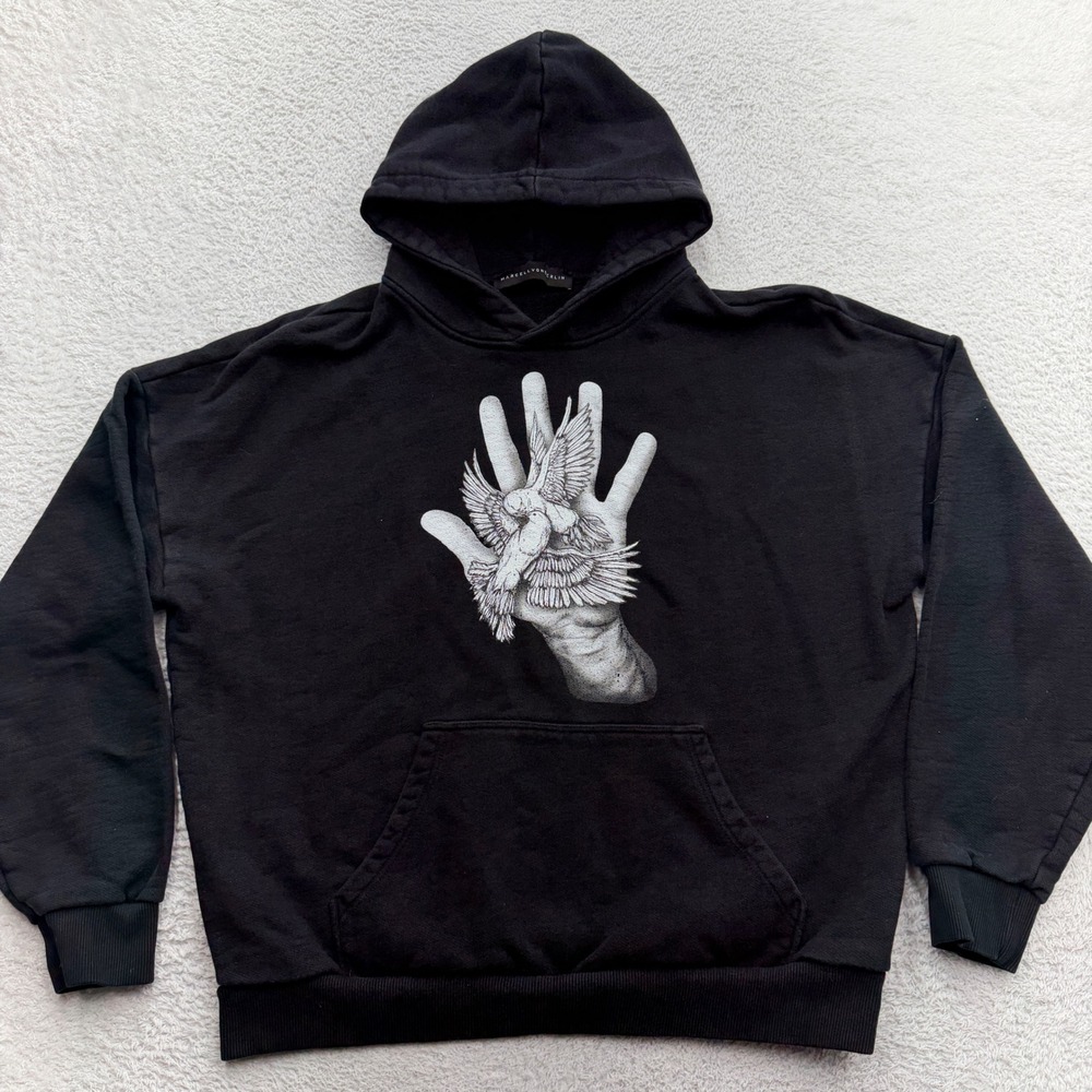 Marcell Von Berlin Mens Black Dove Graphic Hoodie Cotton Sweatshirt Size M/L